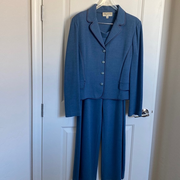 St. John Collection | Jackets u0026 Coats | St John Collection Dusty Blue Pant  Suit Size 4 | Poshmark